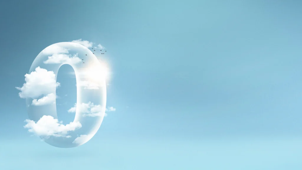 zero carbon footprint text with clouds